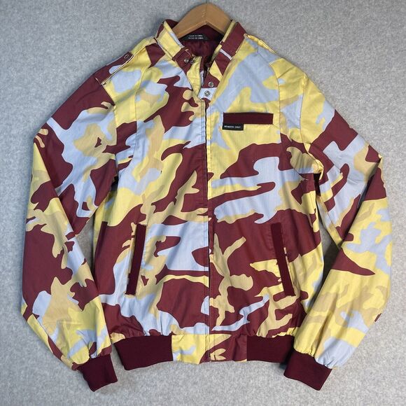 Members Only Iconic Racer Jacket Small Camo Bomber Burgundy 80’s Fashion Retro - Picture 14 of 15
